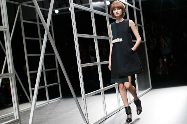 yastoshi ezumi aw14 at tokyo fashion week DECOR GRID DRESS